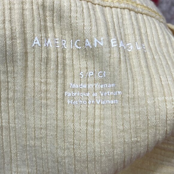 3 American Eagle Ribbed Tank Top Cross Back Cropped Small S Green Pink Yellow Bu - Picture 7 of 12